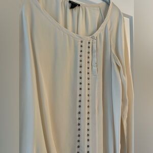 Club Monaco Ivory Blouse with Pleated Design